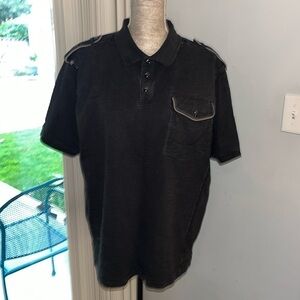Rocawear Large Mens Black Short Sleeve Polo with Front Pocket.